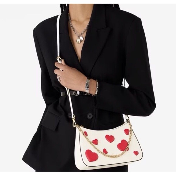 Kate Spade Puffy Heart Madison Convertible Crossbody Bag Meringue NWT KK221 - Picture 2 of 6